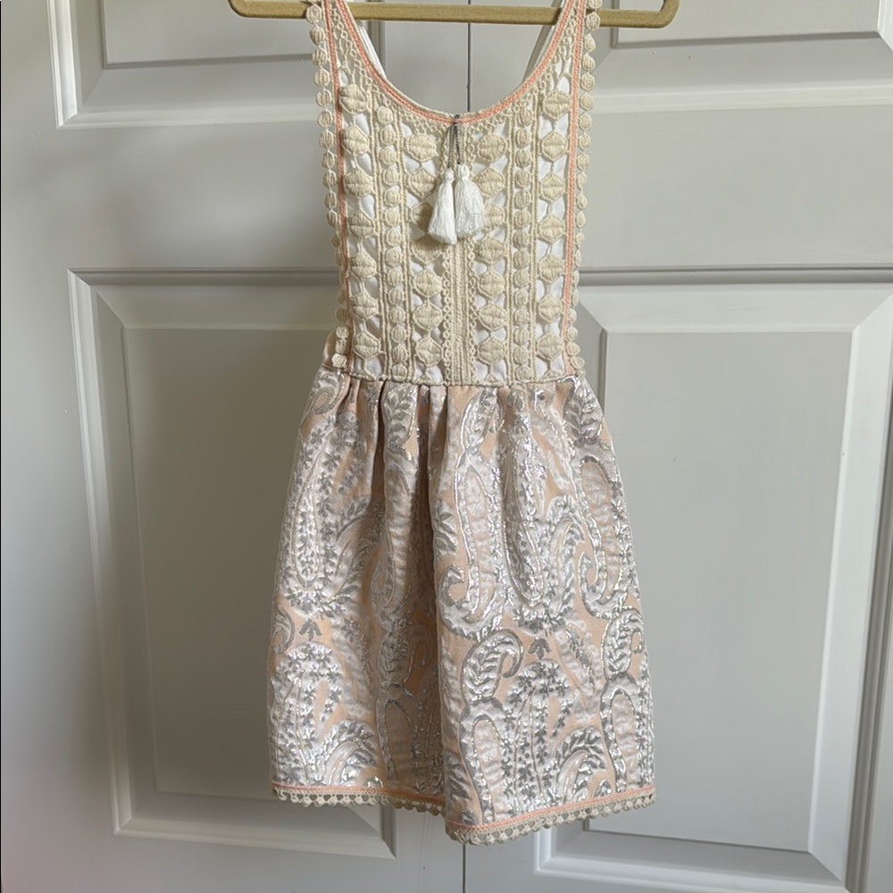 Cream and White Pleated Ruffled Sundress